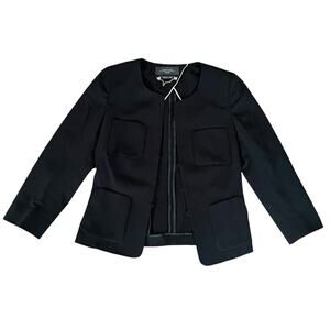 Weekend Max Mara Women’s Black Cropped Y2K 3/4 Length Sleeve Pocket Black Blazer